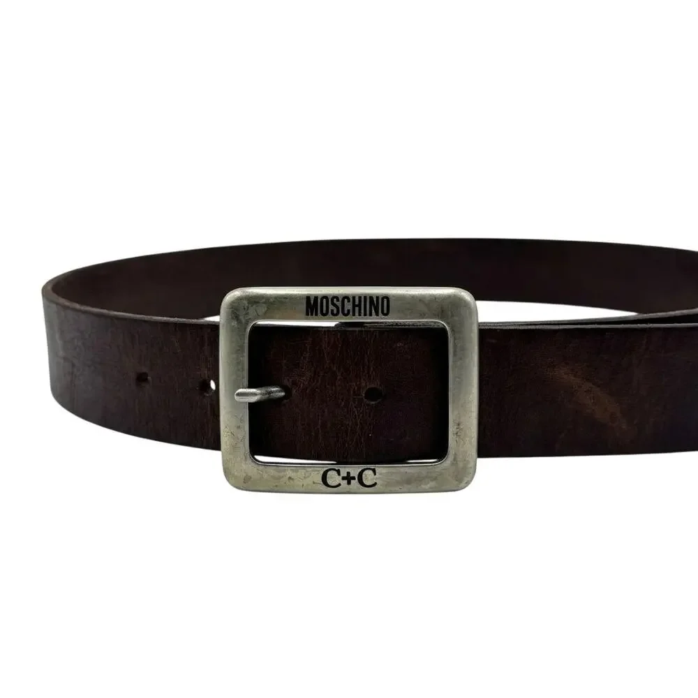 Vintage Moschino Cheap and Chic Brown Suede Leather Belt Made in Italy Size 50